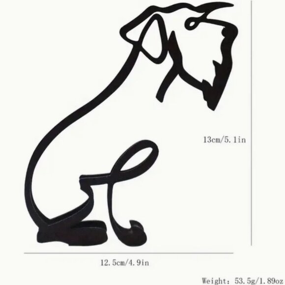 Metal French Schnauzer Minimalist Art Sculpture in Black - Picture 2 of 3